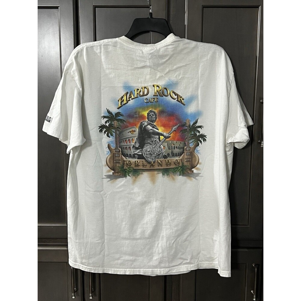 Hard Rock Cafe Orlando City T-Shirt Mens XL White Graphic Print Gladiator 2005